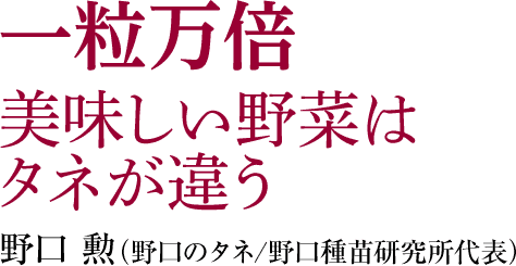 一粒万倍 美味しい野菜はタネが違う　野口 勲（野口のタネ／野口種苗研究所代表）