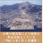 水無川導流堤により地域の安全は向上している（平成13年2月11日撮影）