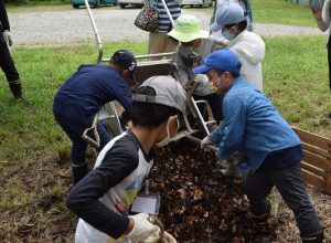 ３．カブトムシの幼虫の寝床づくり